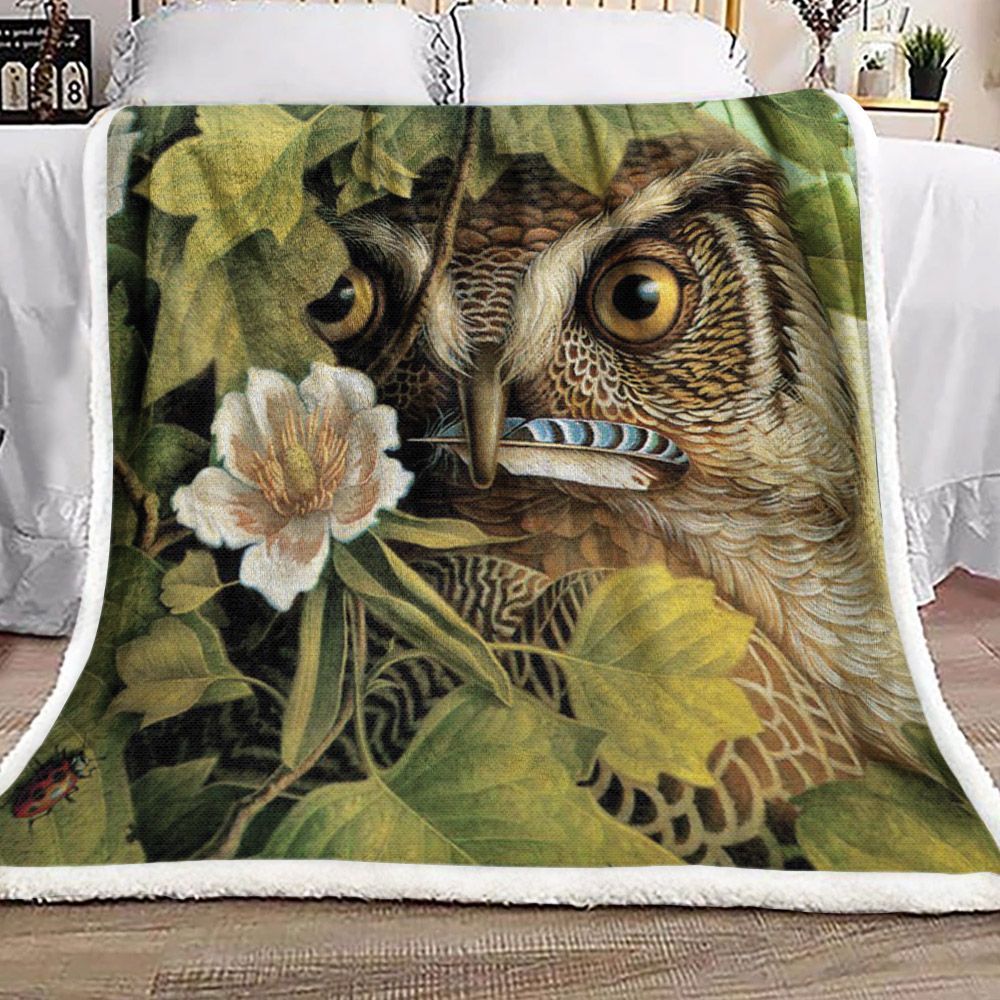 Owl Sherpa Fleece Blanket