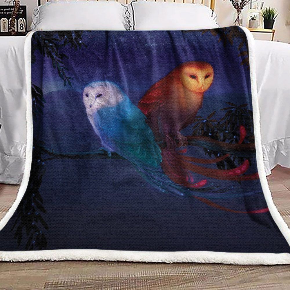 Owl Sherpa Fleece Blanket
