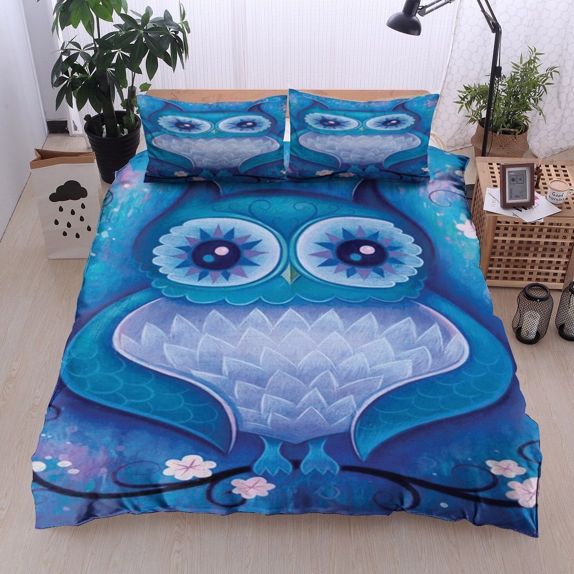 Owl Blue Bedding Set