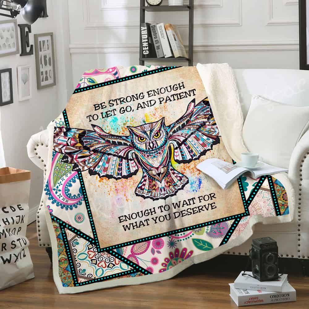 Owl Boho Sherpa Fleece Blanket