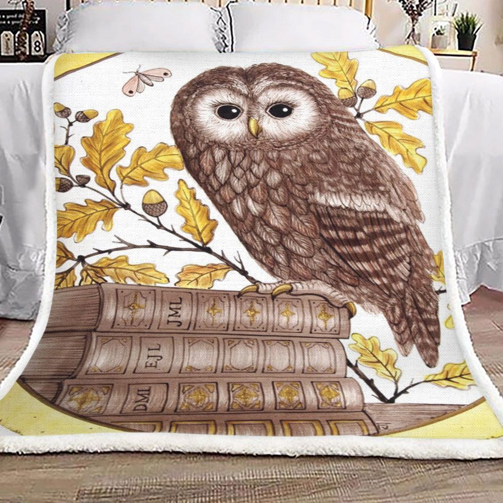 Owl Book Sherpa Fleece Blanket