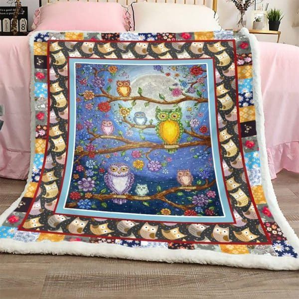 Owl Bright Eyes Sherpa Fleece Blanket