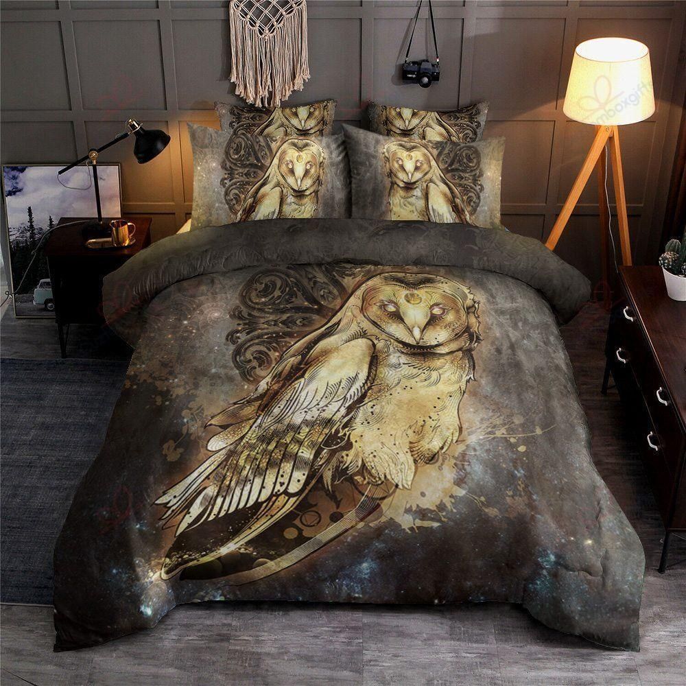 Owl Brown Printed Bedding Set