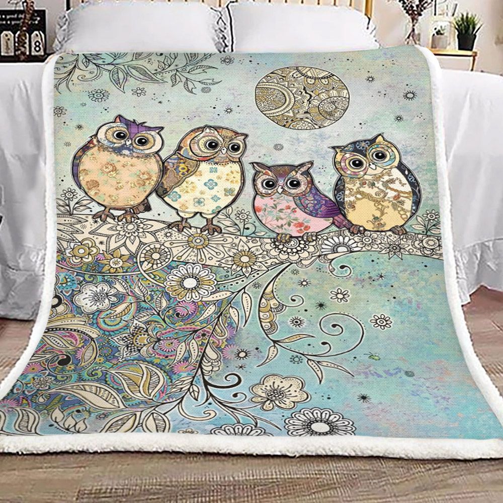 Owl Sherpa Fleece Blanket