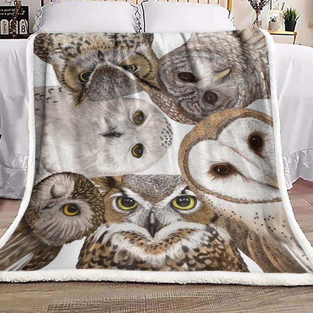 Owl Sherpa Fleece Blanket