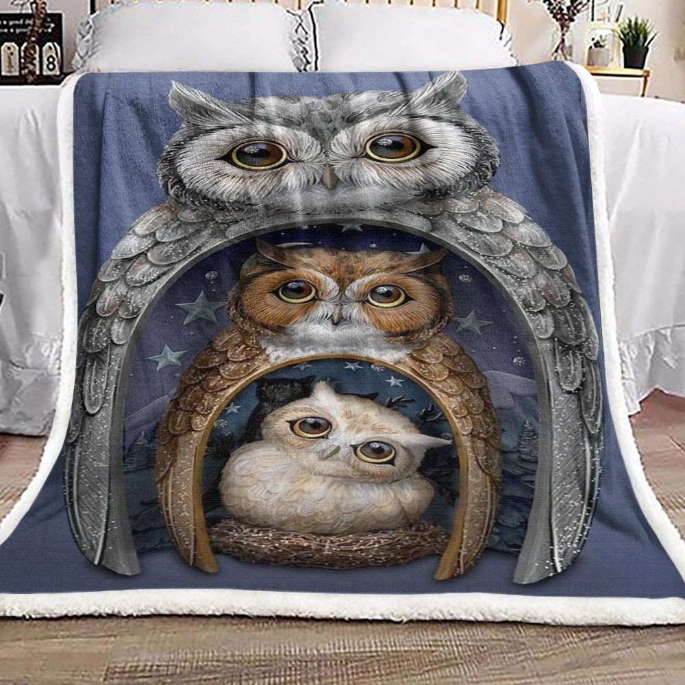 Owl Sherpa Fleece Blanket