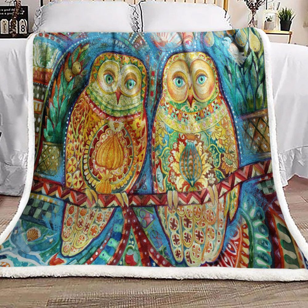 Owl Sherpa Fleece Blanket