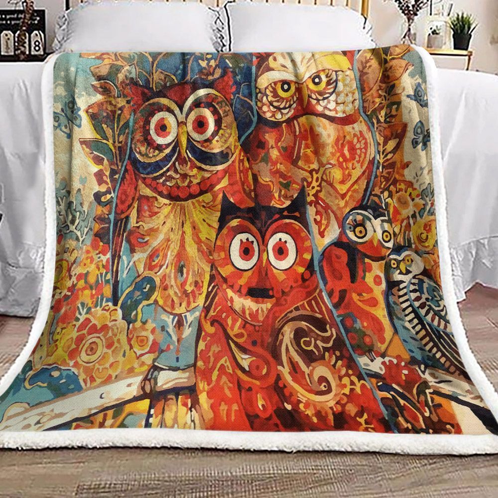 Owl Sherpa Fleece Blanket