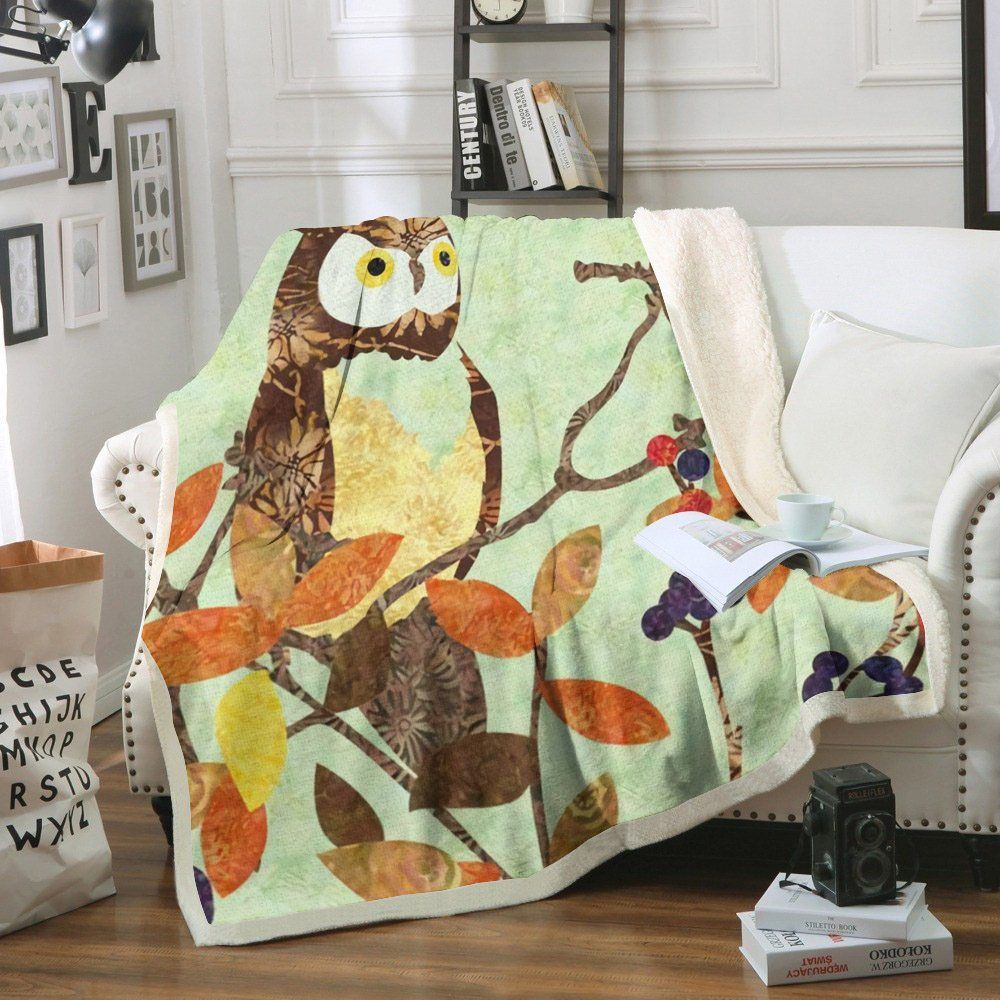 Owl Sherpa Fleece Blanket
