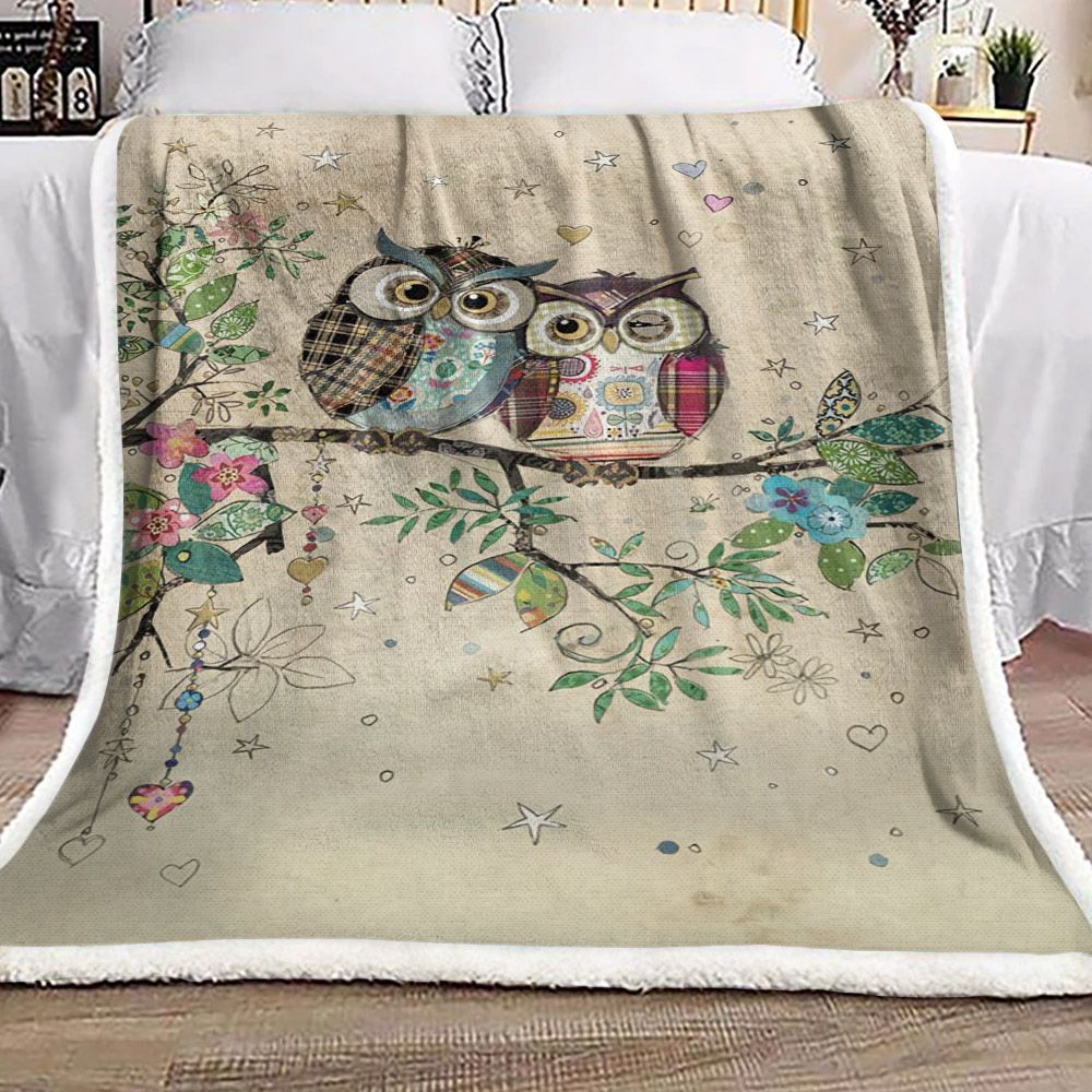 Owl Sherpa Fleece Blanket