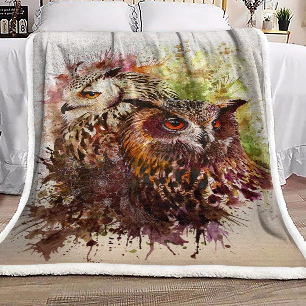 Owl Sherpa Fleece Blanket