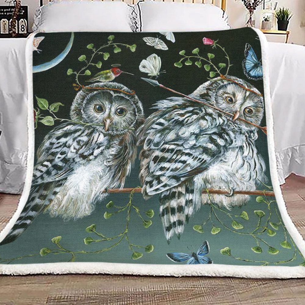 Owl Butterfly Sherpa Fleece Blanket