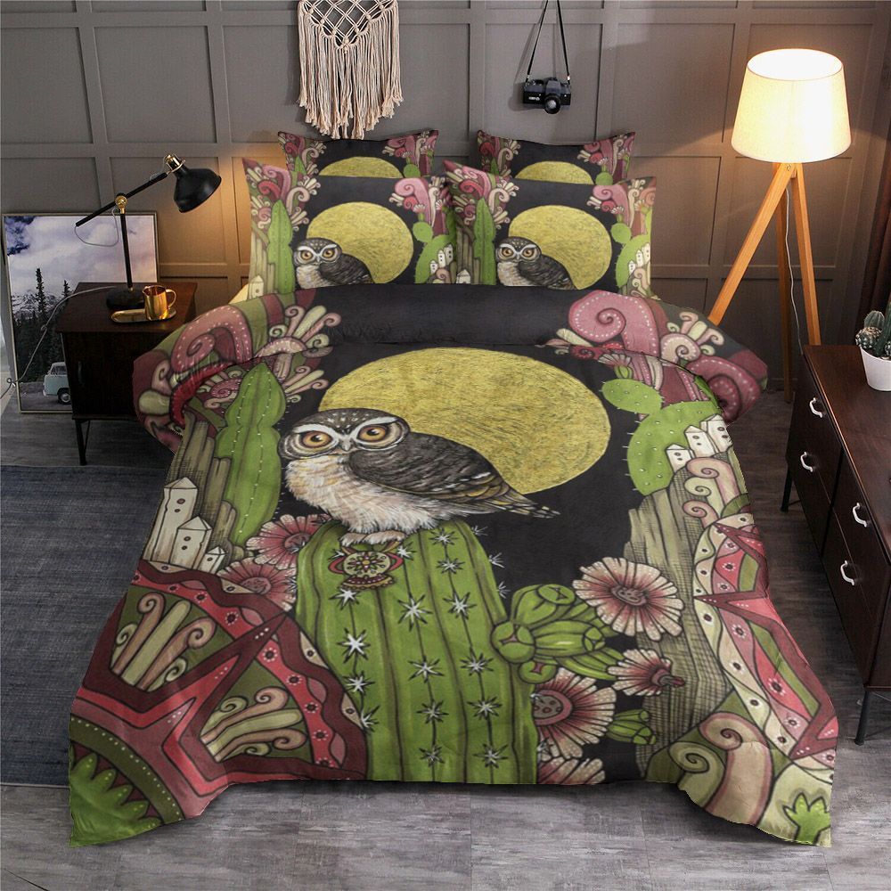 Owl Cactus Bedding Set