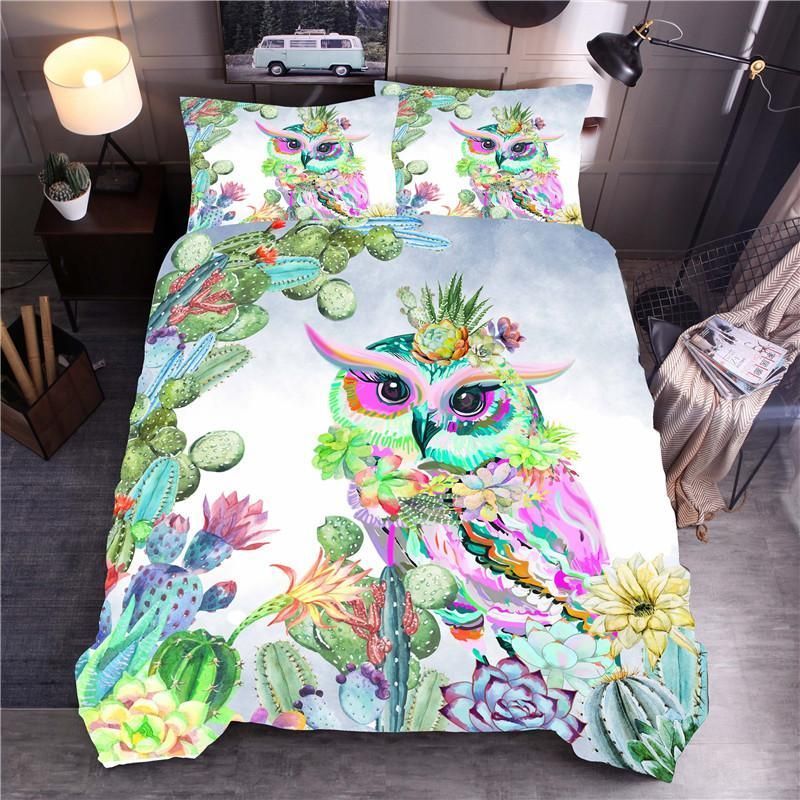 Owl Cactus Bedding Set