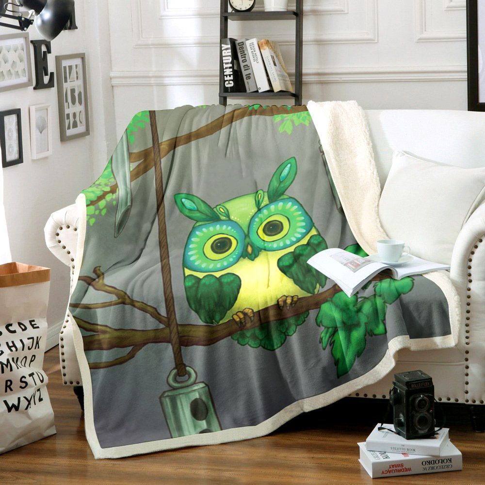 Owl Sherpa Fleece Blanket