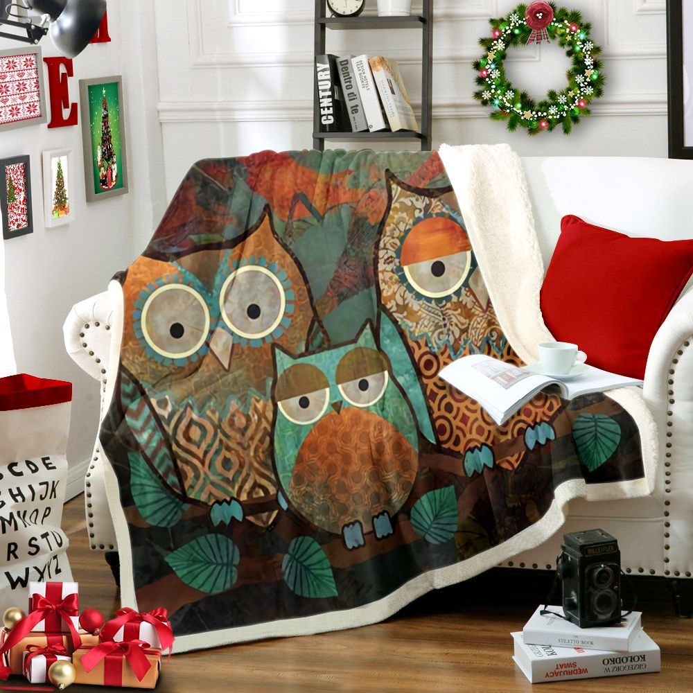 Owl Sherpa Fleece Blanket