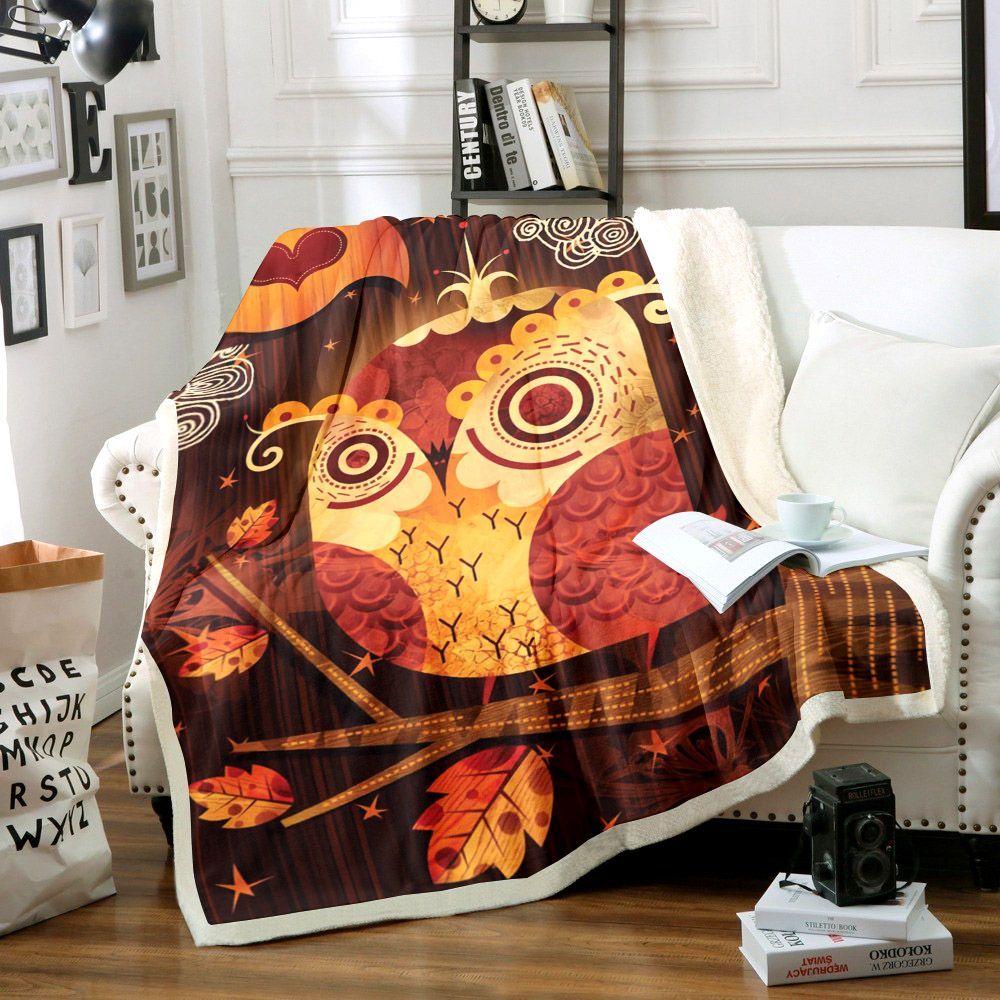 Owl Sherpa Fleece Blanket