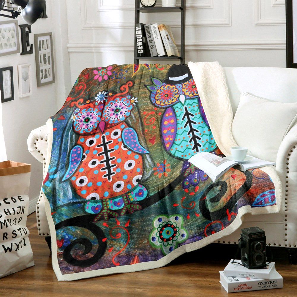 Owl Sherpa Fleece Blanket