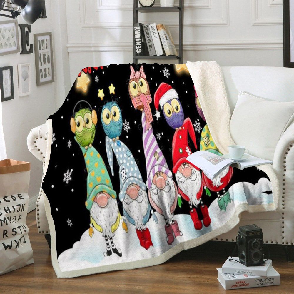 Owl Christmas Sherpa Fleece Blanket