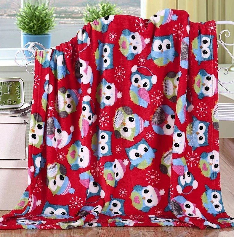 Owl Christmas Sherpa Fleece Blanket