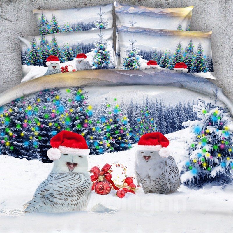 Owl Christmas Bedding Set