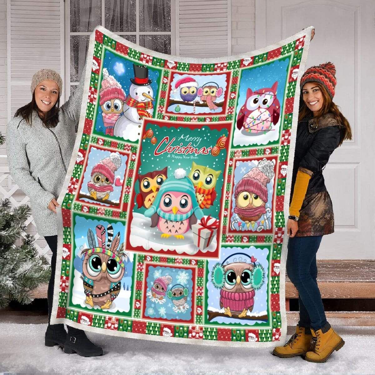 Owl Christmas Fleece Blanket