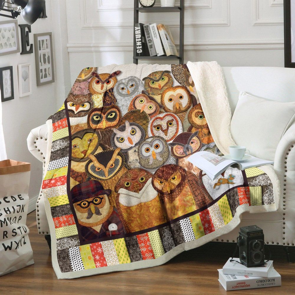 Owl Sherpa Fleece Blanket