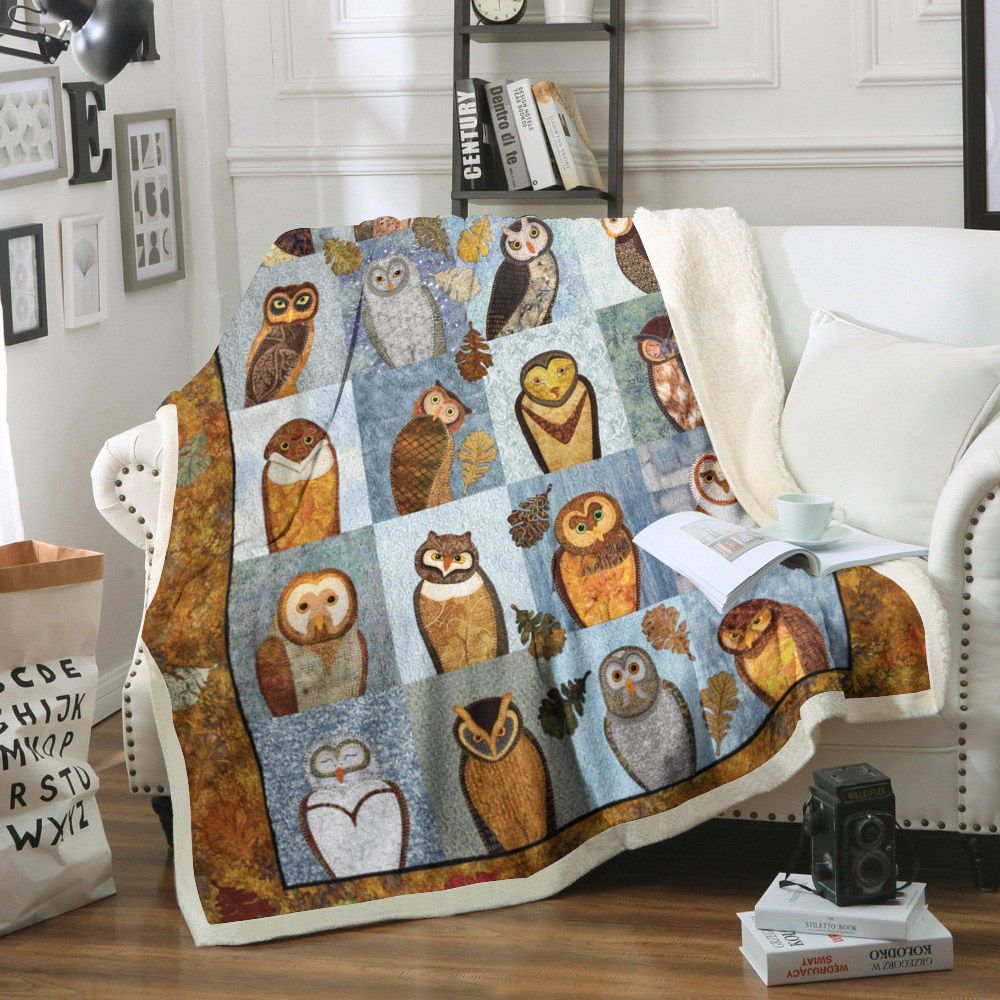 Owl Sherpa Fleece Blanket