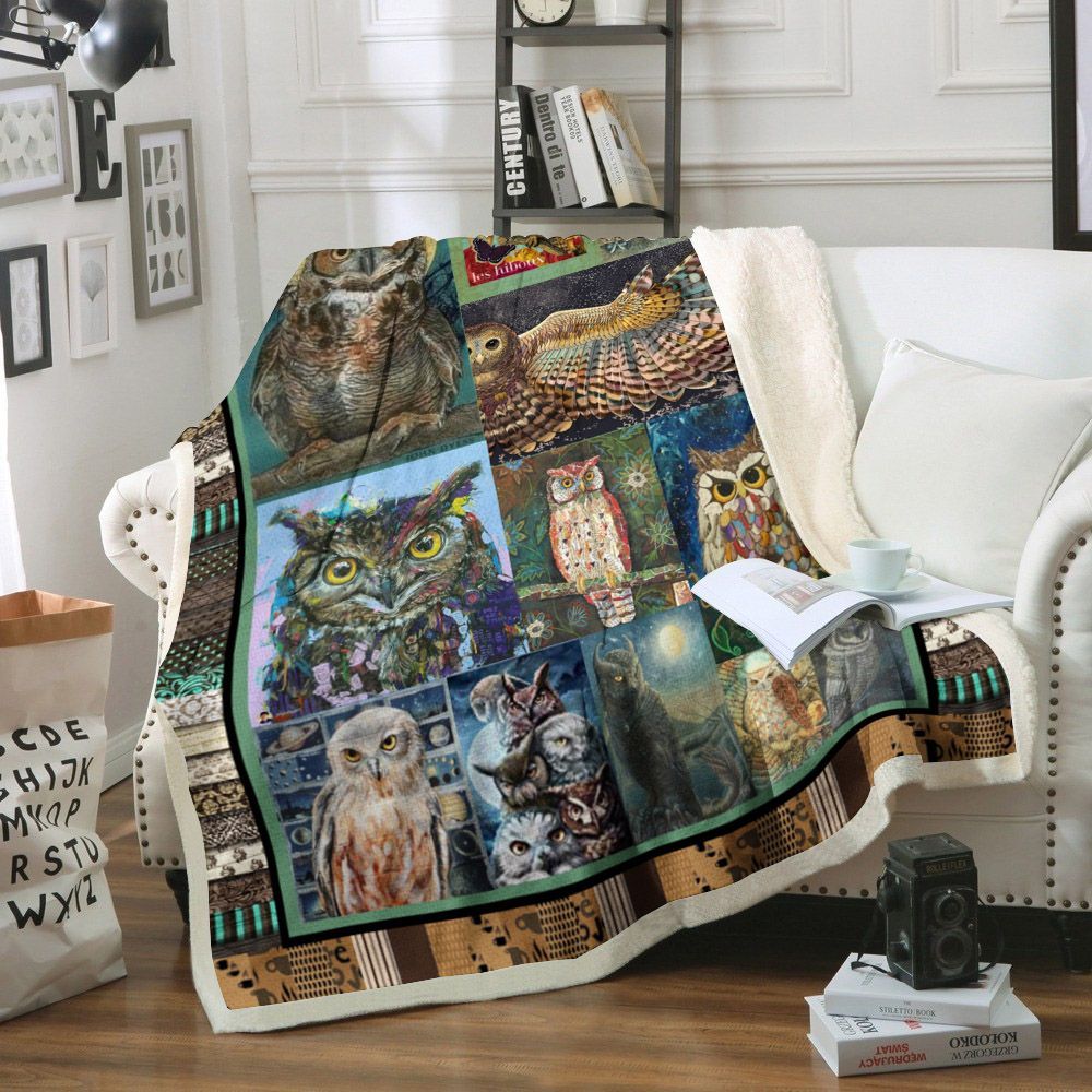 Owl Sherpa Fleece Blanket