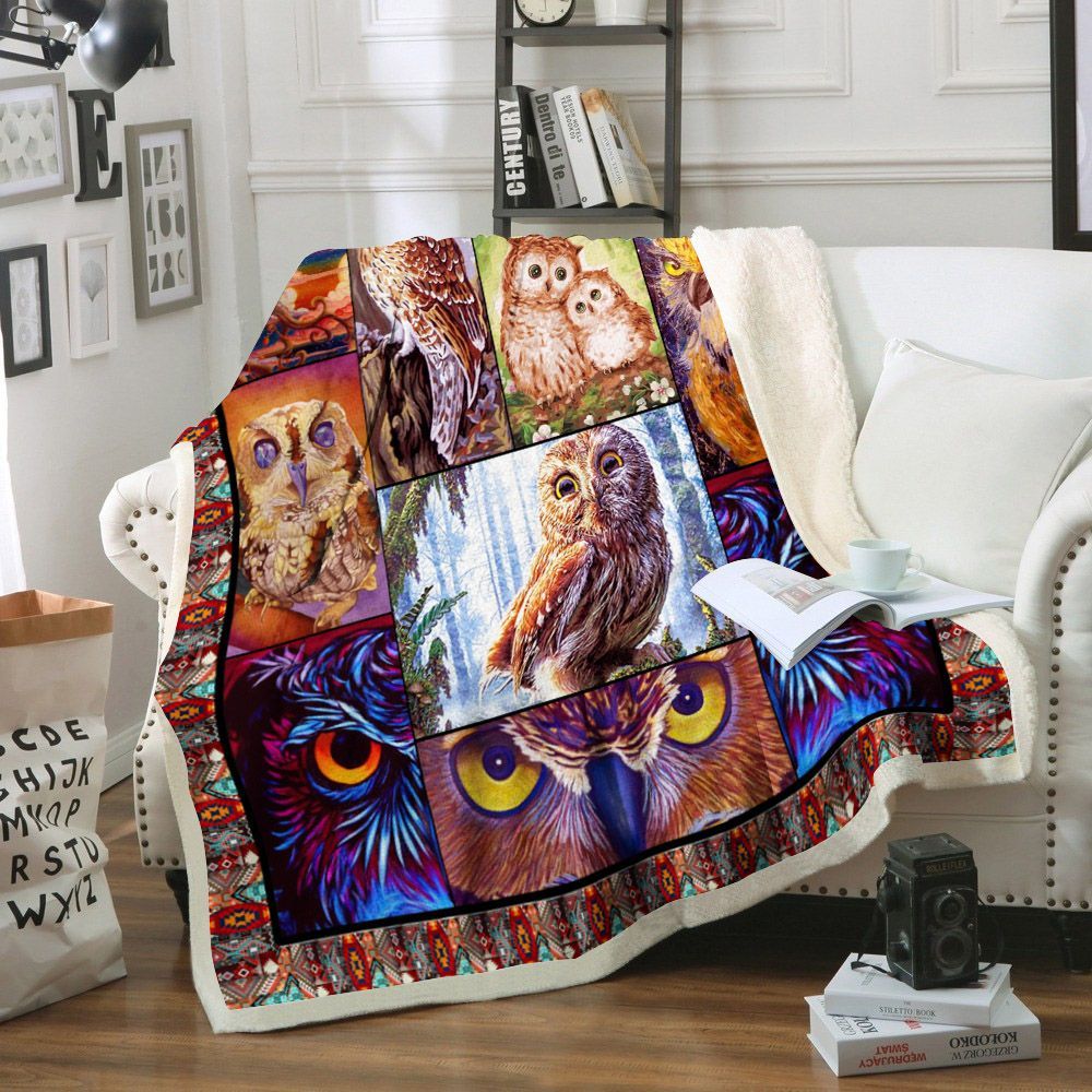 Owl Sherpa Fleece Blanket