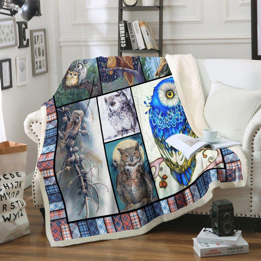 Owl Sherpa Fleece Blanket