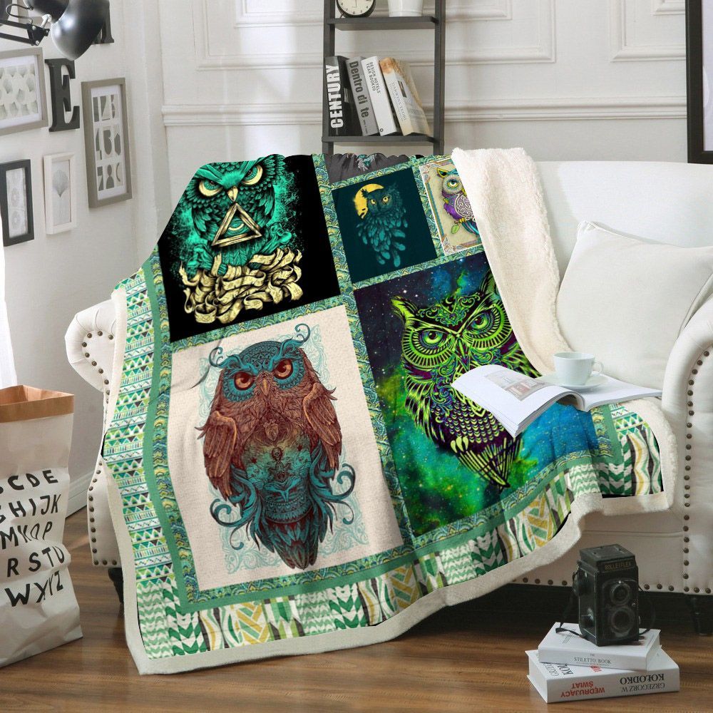 Owl Sherpa Fleece Blanket
