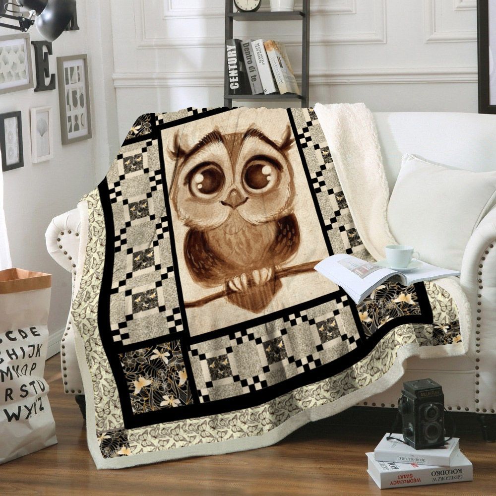 Owl Sherpa Fleece Blanket