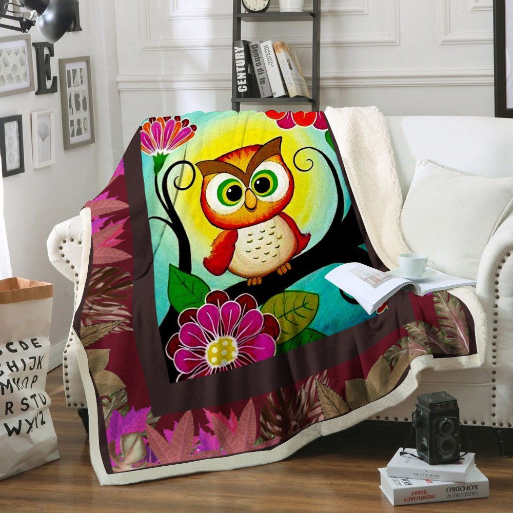 Owl Sherpa Fleece Blanket