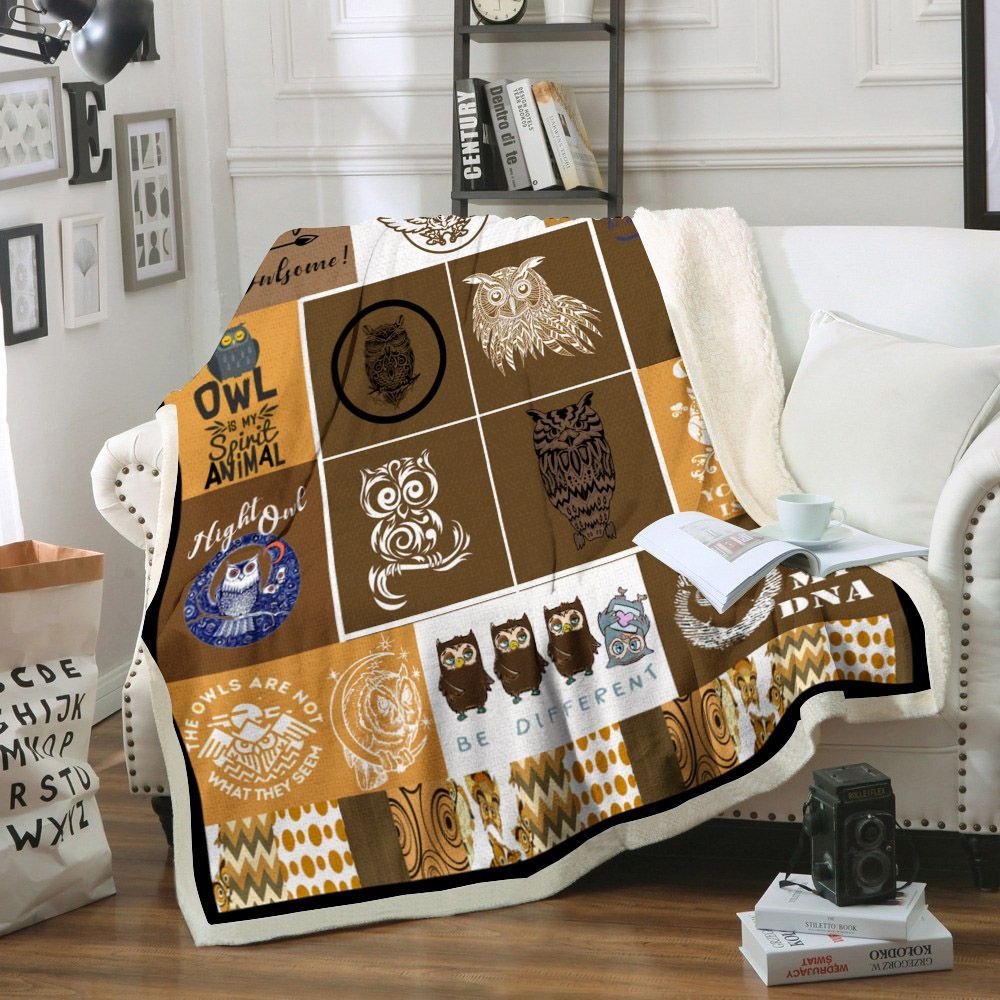 Owl Sherpa Fleece Blanket