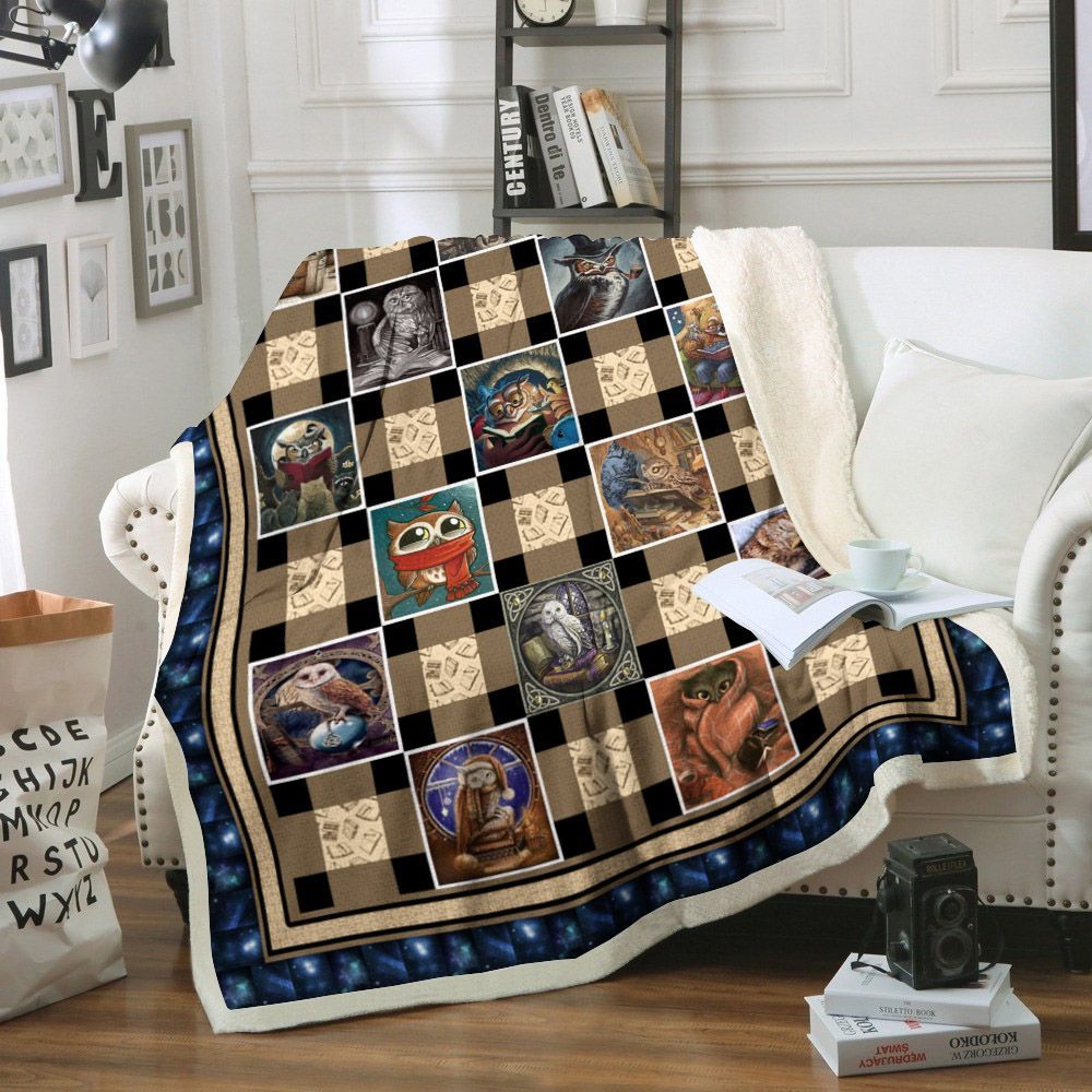 Owl Sherpa Fleece Blanket