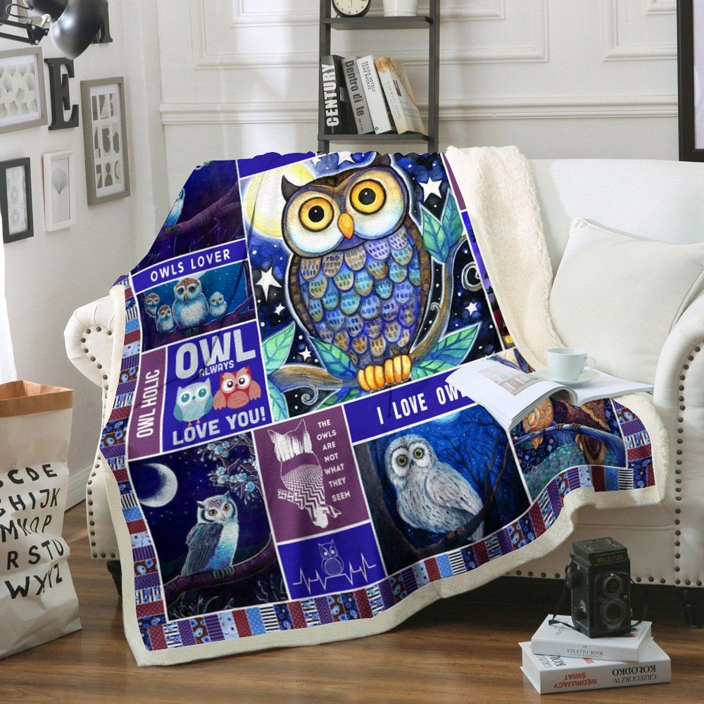 Owl Sherpa Fleece Blanket