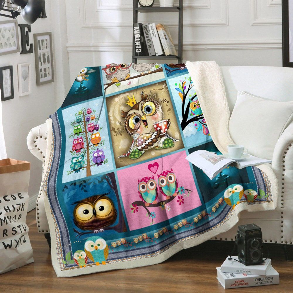 Owl Sherpa Fleece Blanket