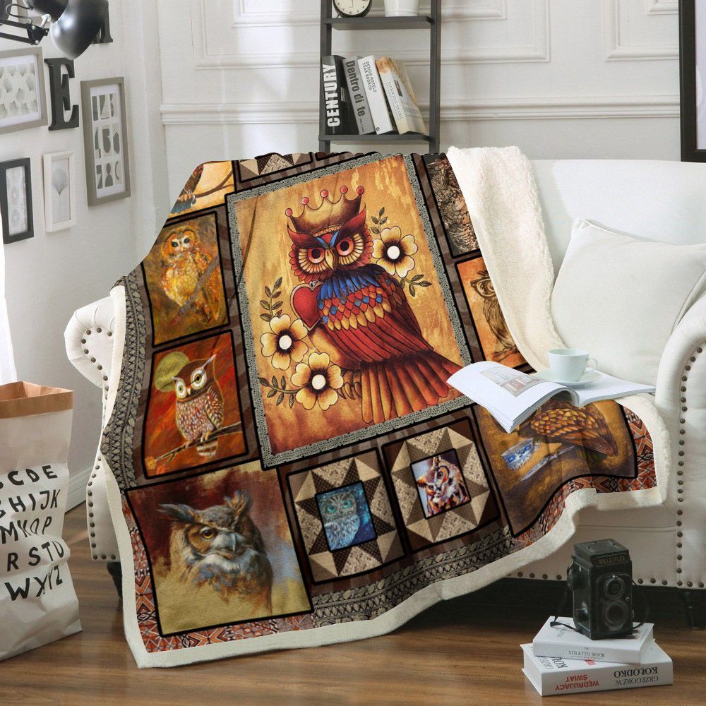 Owl Sherpa Fleece Blanket