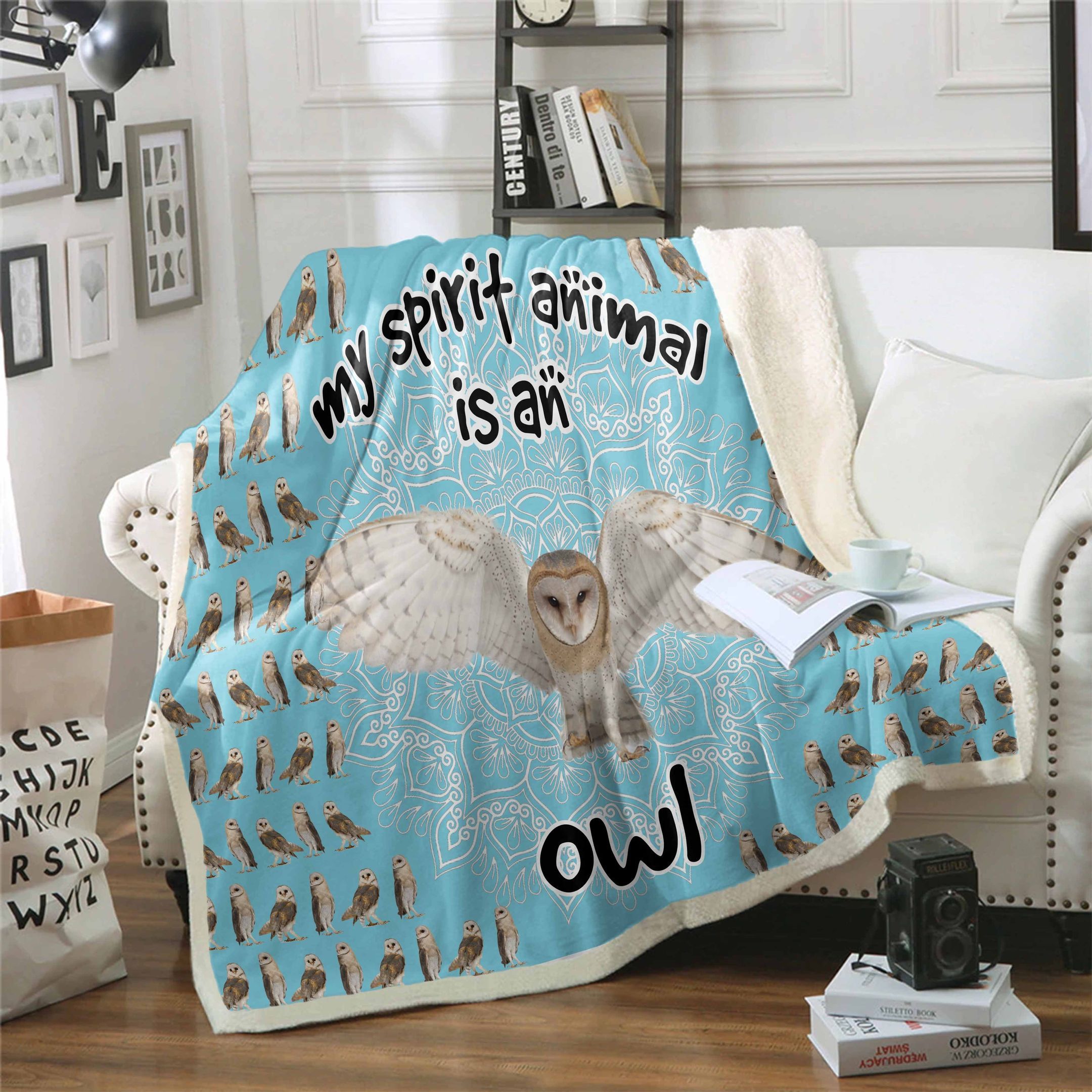 Owl Sherpa Fleece Blanket