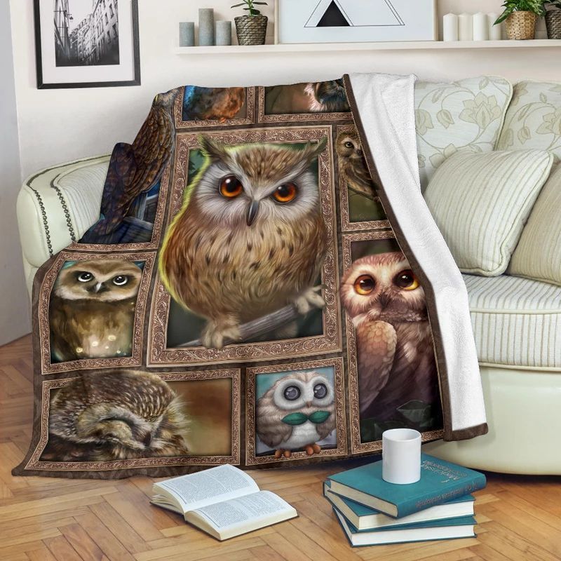 Owl Sherpa Fleece Blanket