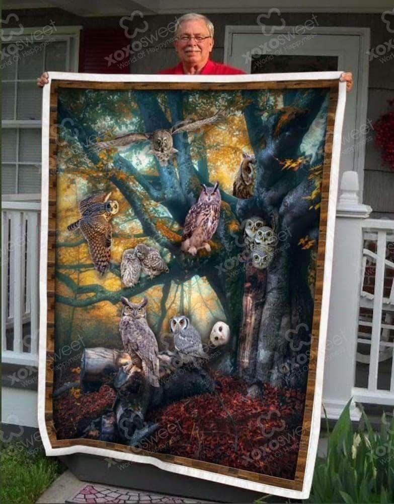 Owl Sherpa Fleece Blanket