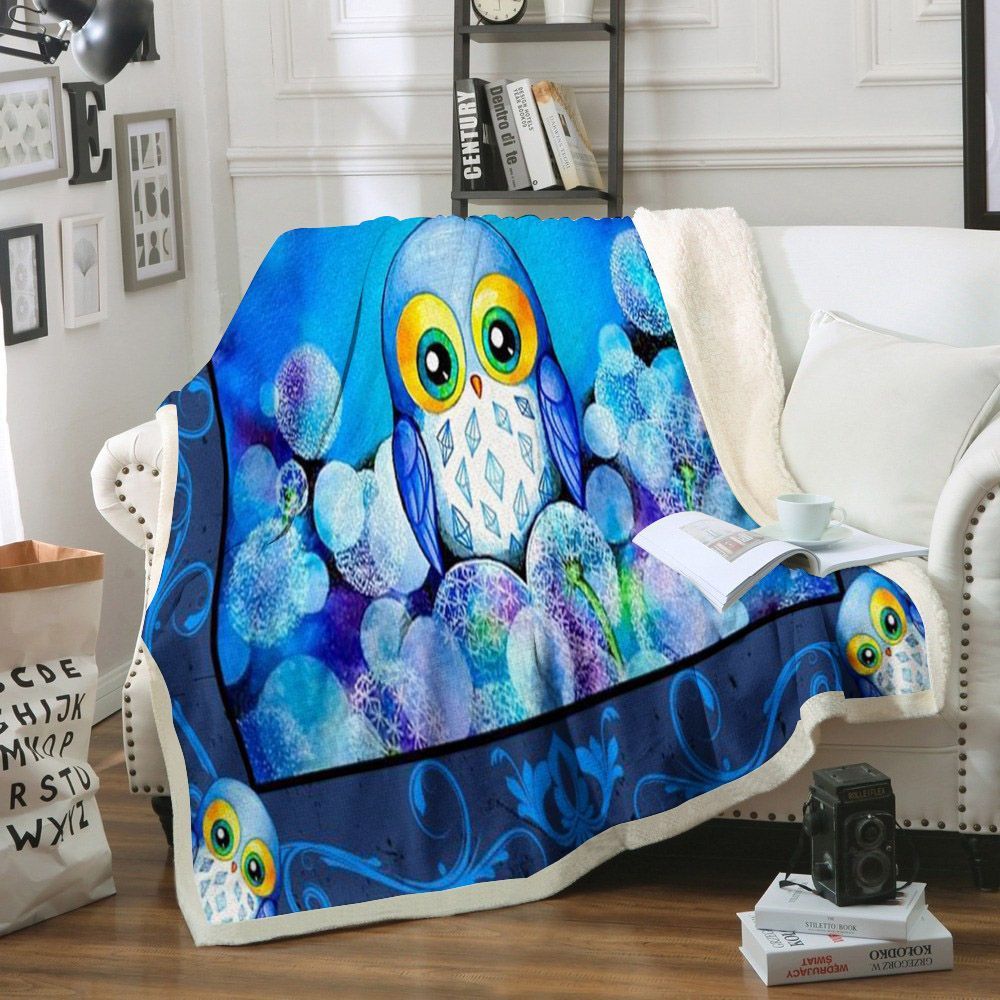 Owl Sherpa Fleece Blanket