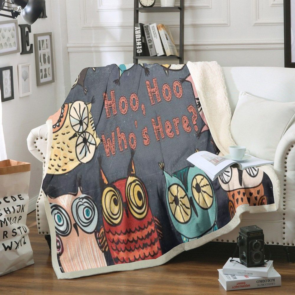 Owl Sherpa Fleece Blanket