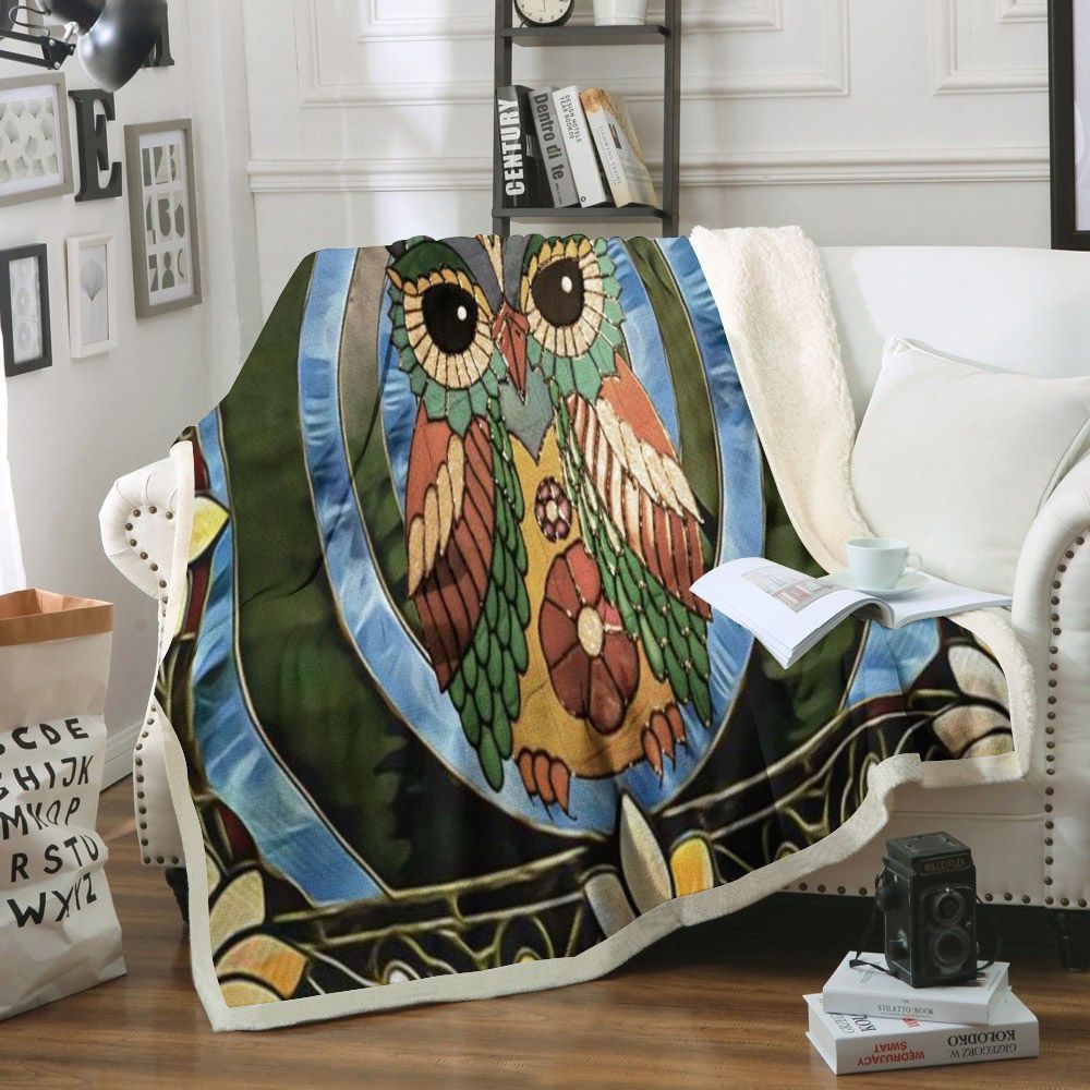 Owl Sherpa Fleece Blanket
