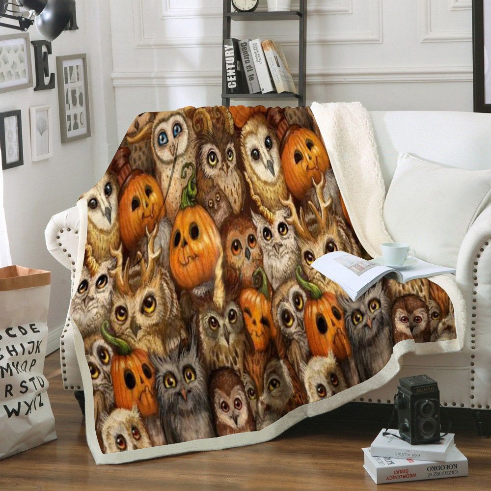 Owl Sherpa Fleece Blanket
