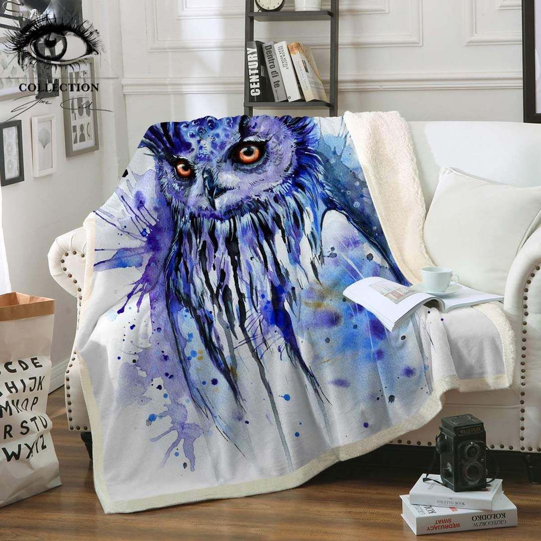 Owl Sherpa Fleece Blanket