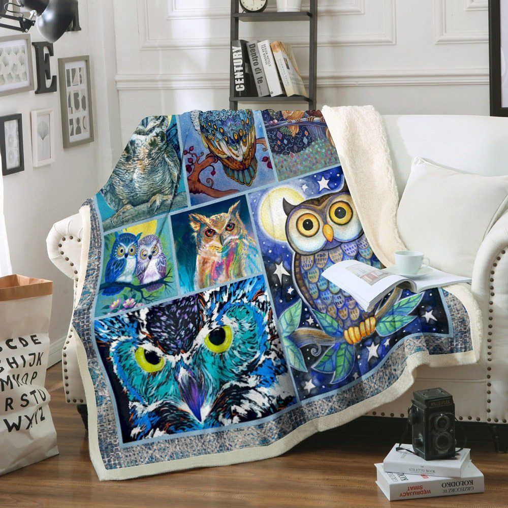 Owl Sherpa Fleece Blanket