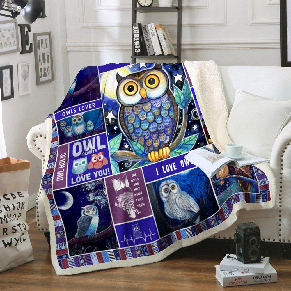 Owl Sherpa Fleece Blanket