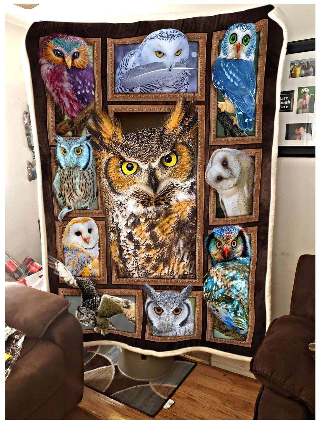 Owl Sherpa Fleece Blanket